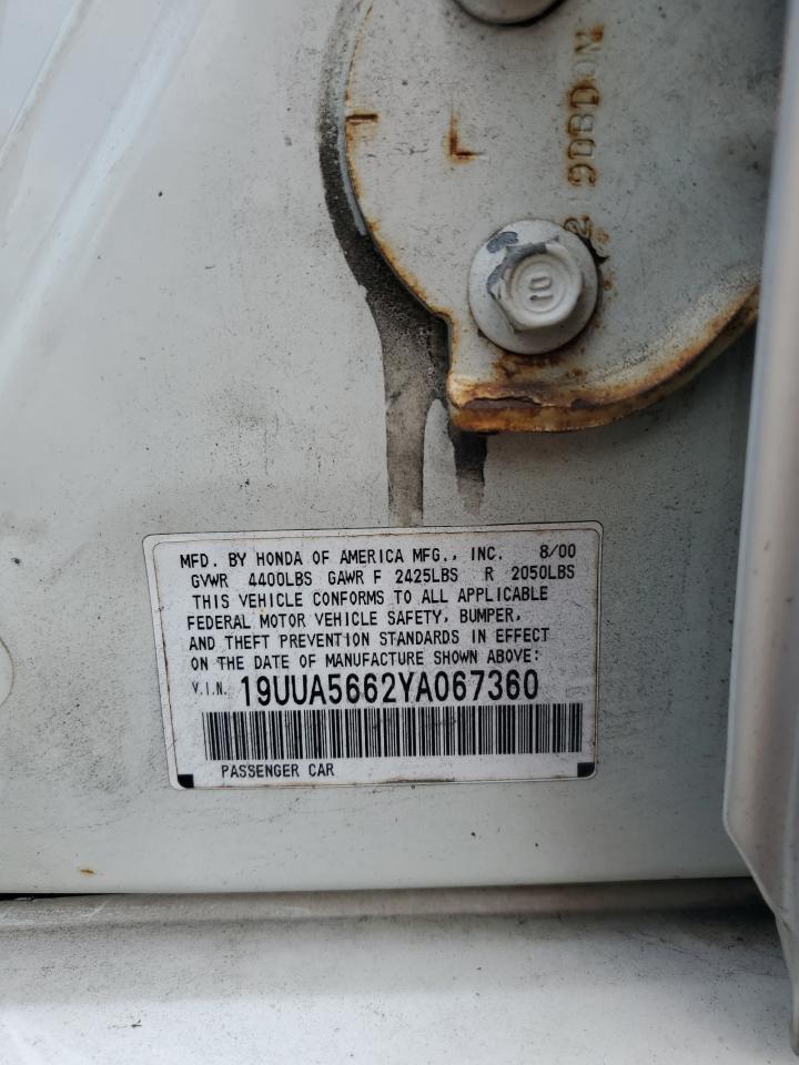 2000 Acura 3.2Tl VIN: 19UUA5662YA067360 Lot: 69837225