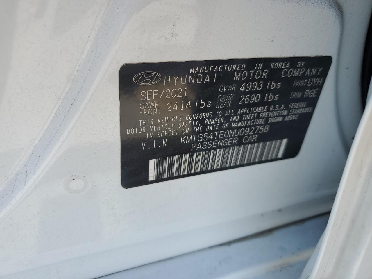 2022 Genesis G70 Base VIN: KMTG54TE0NU092758 Lot: 70348805