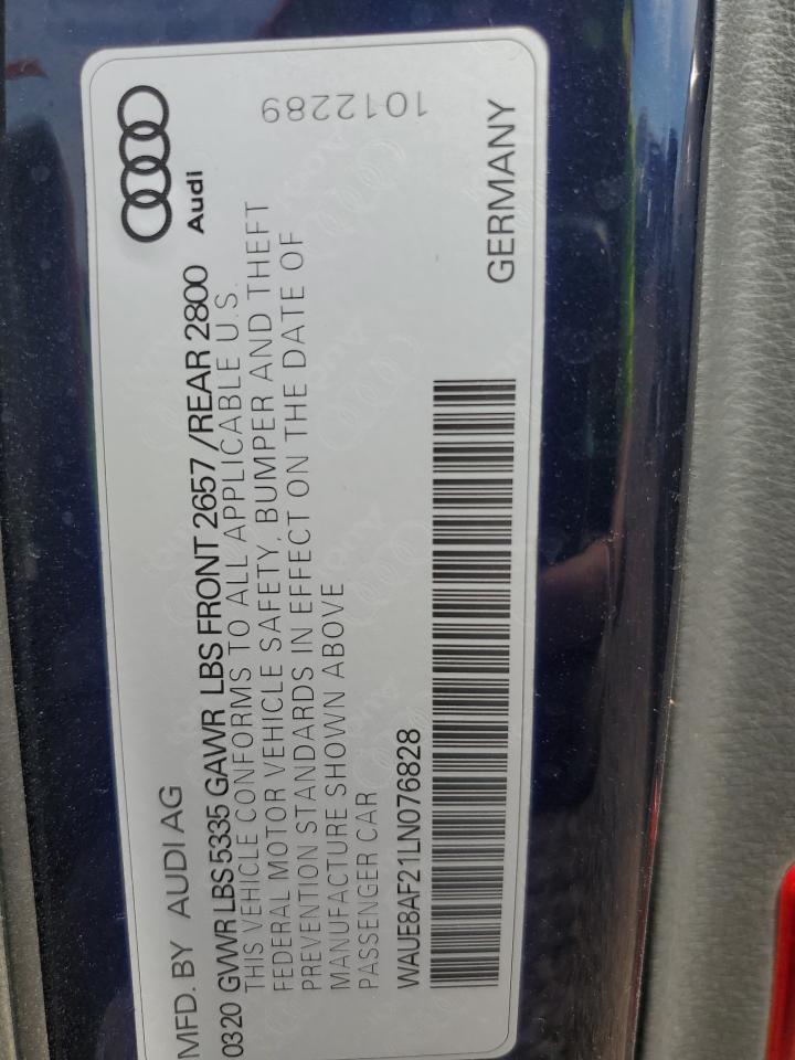 2020 Audi A6 Premium Plus VIN: WAUE8AF21LN076828 Lot: 66347845