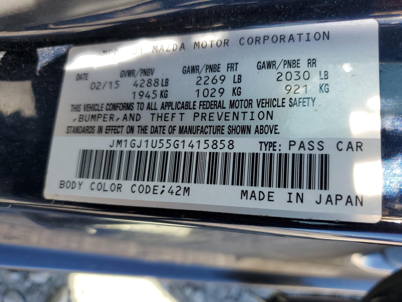 2016 Mazda 6 Sport VIN: JM1GJ1U55G1415858 Lot: 70457695