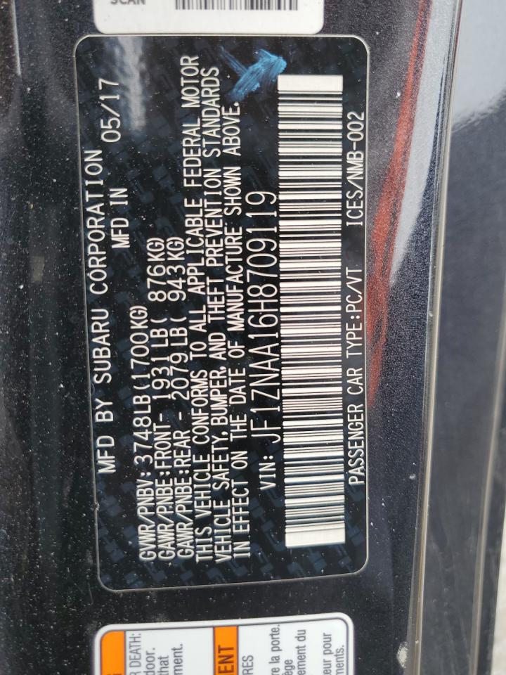 2017 Toyota 86 Base VIN: JF1ZNAA16H8709119 Lot: 70787005