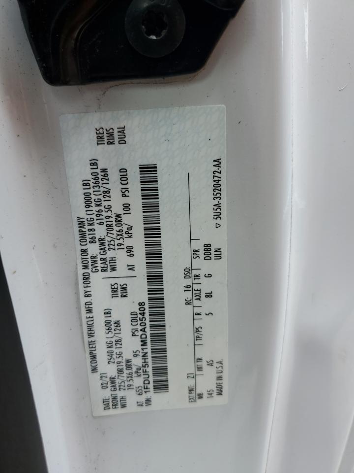 2021 Ford F550 Super Duty VIN: 1FDUF5HN1MDA05408 Lot: 67477435