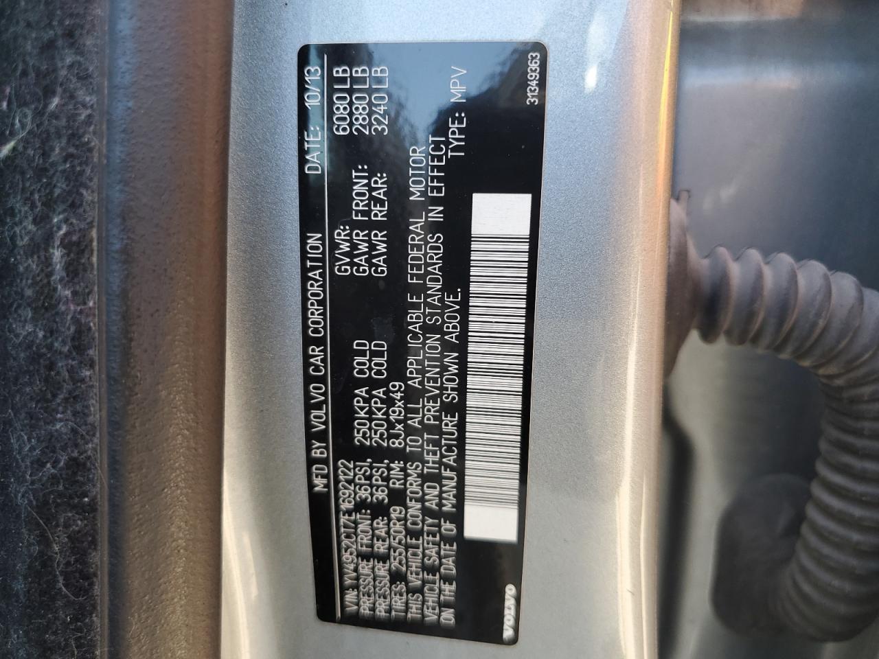 2014 Volvo Xc90 R Design VIN: YV4952CT7E1692122 Lot: 69143995