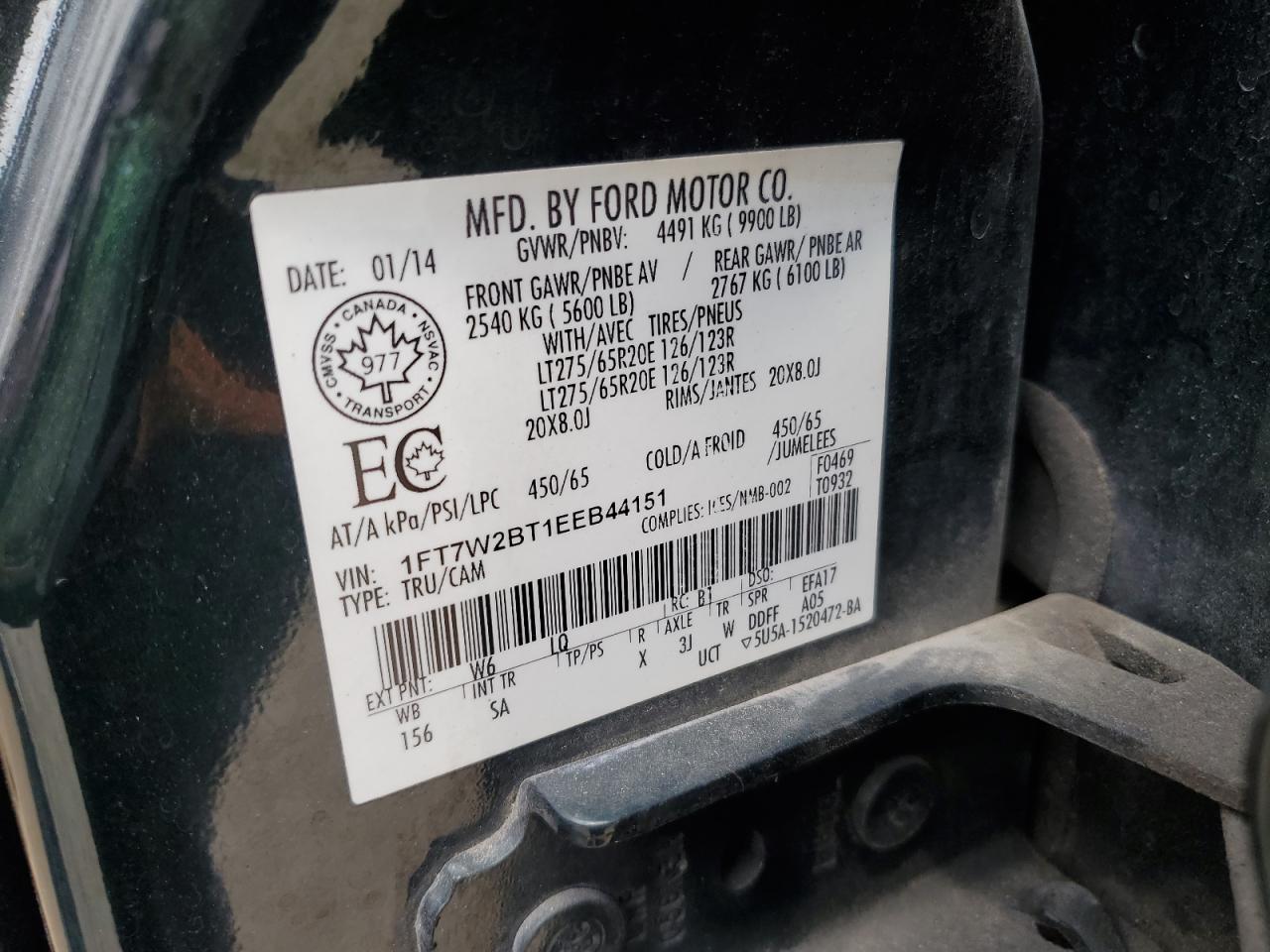 2014 Ford F250 Super Duty VIN: 1FT7W2BT1EEB44151 Lot: 68370845