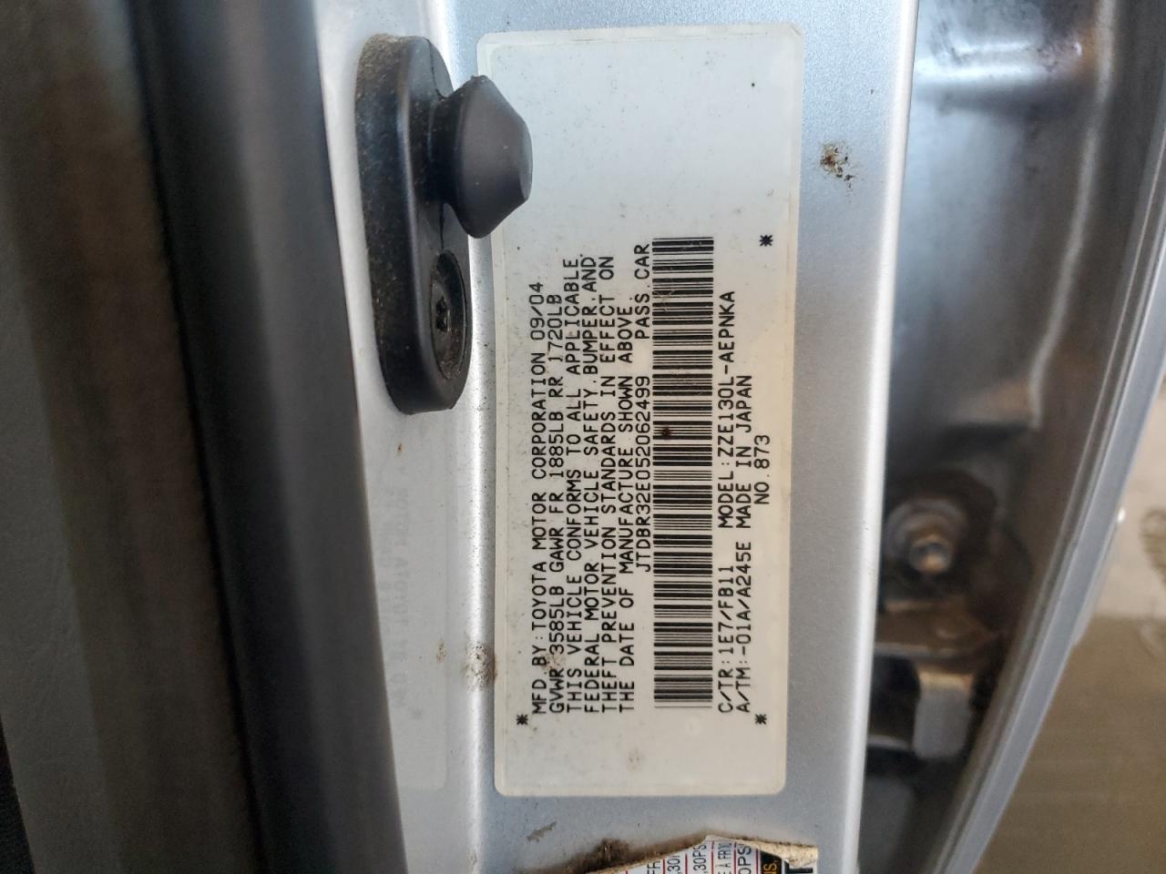 2005 Toyota Corolla Ce VIN: JTDBR32E052062499 Lot: 69638335