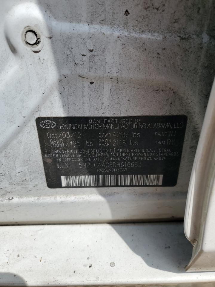2013 Hyundai Sonata Se VIN: 5NPEC4AC6DH616663 Lot: 69855215