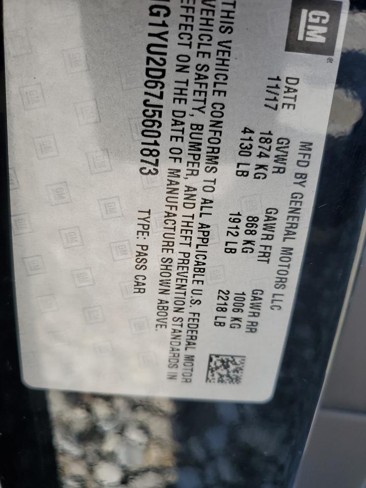 2018 Chevrolet Corvette Z06 3Lz VIN: 1G1YU2D67J5601873 Lot: 69107155