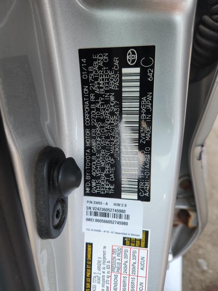 2014 Toyota Prius Plug-In VIN: JTDKN3DPXE3054317 Lot: 67452965