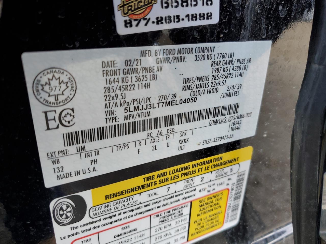 2021 Lincoln Navigator L Reserve VIN: 5LMJJ3LT7MEL04050 Lot: 67367335