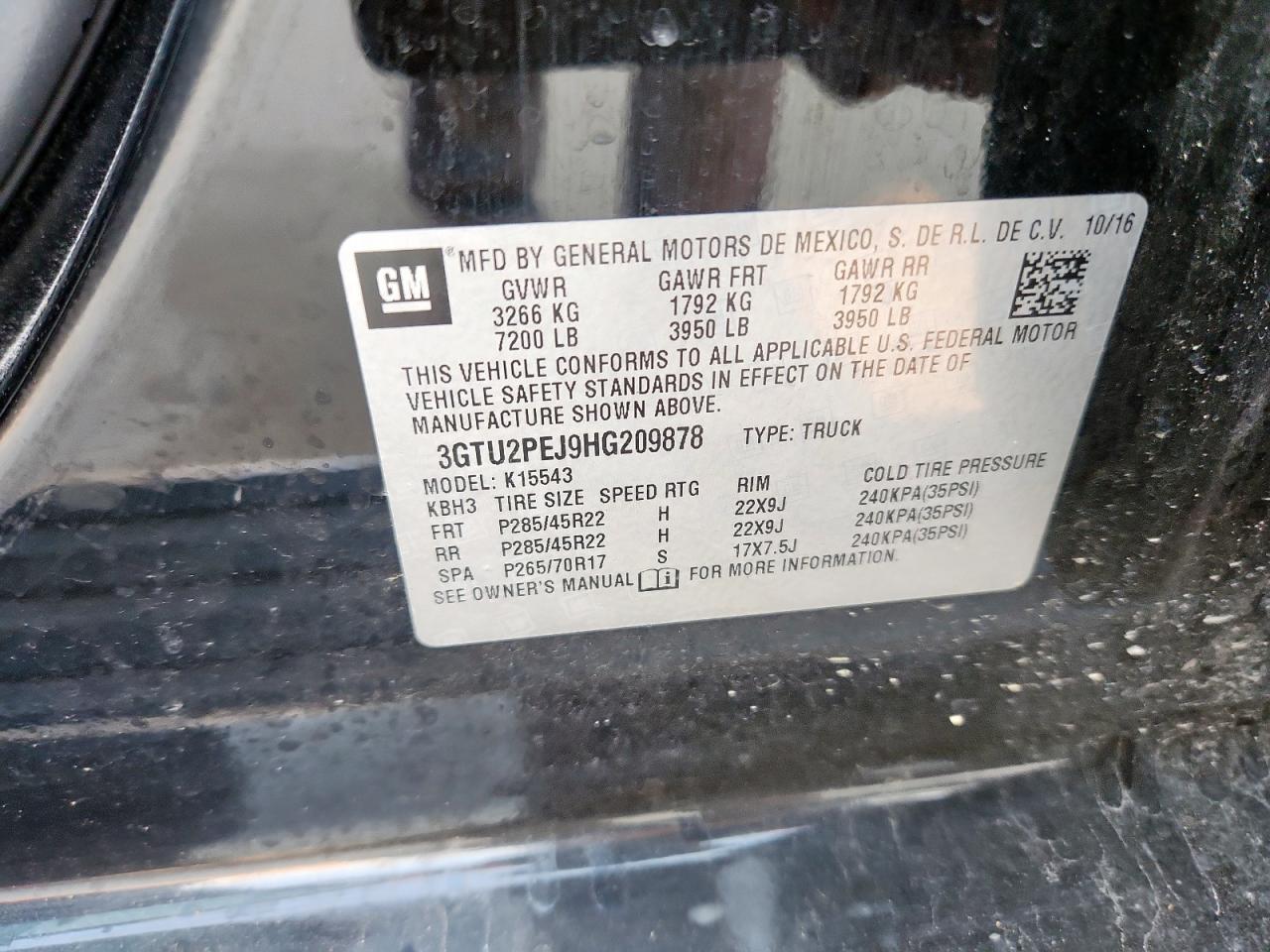 3GTU2PEJ9HG209878 2017 GMC Sierra K1500 Denali