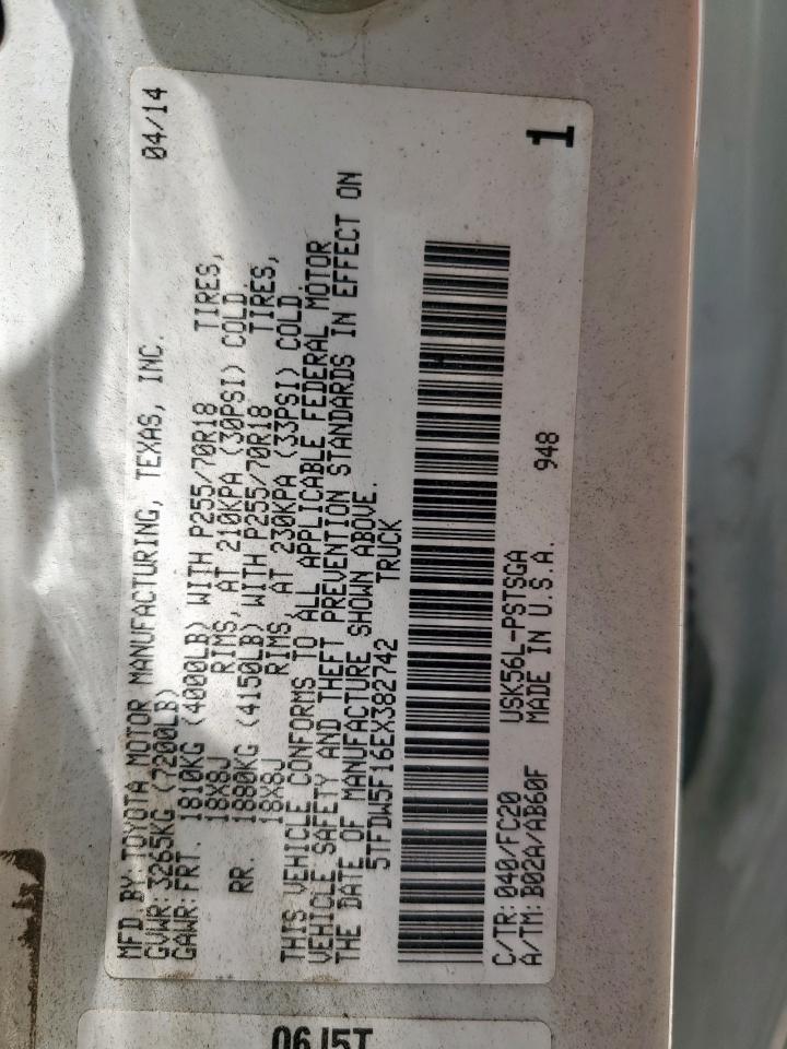 2014 Toyota Tundra Crewmax Sr5 VIN: 5TFDW5F16EX382742 Lot: 69327915