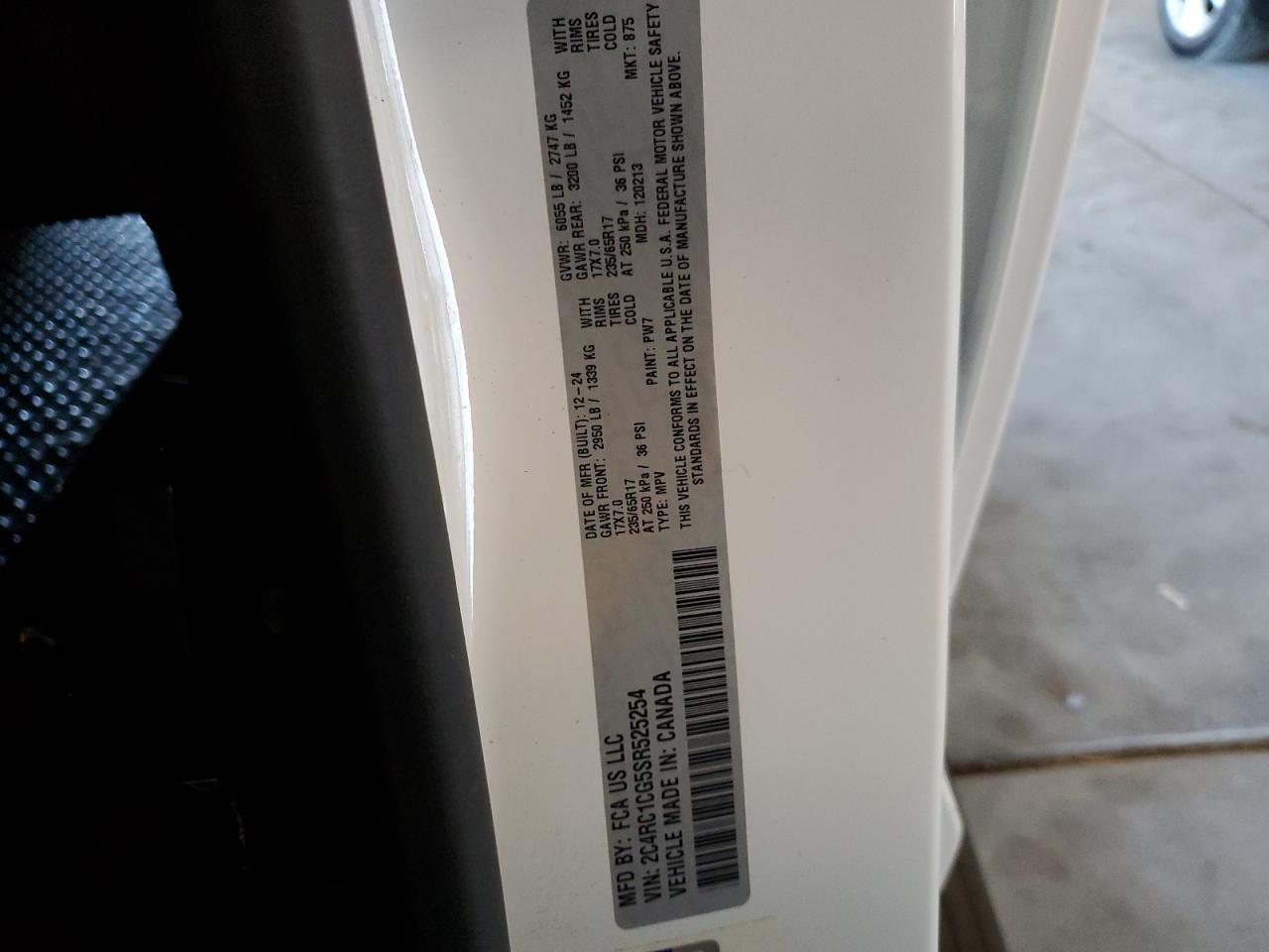 2025 Chrysler Voyager Lx VIN: 2C4RC1CG5SR525254 Lot: 69120855