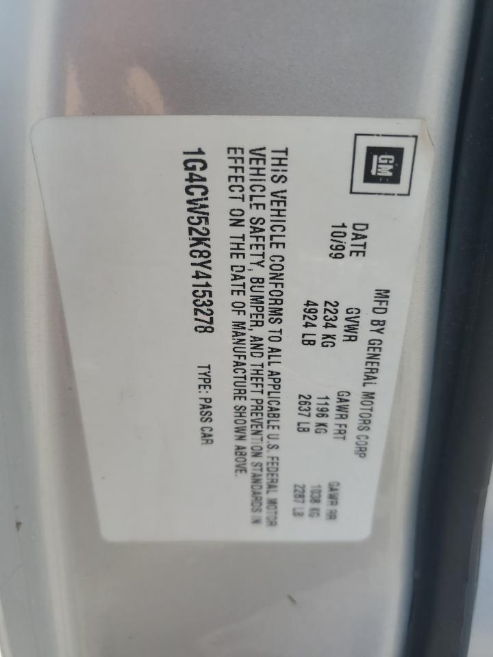 2000 Buick Park Avenue VIN: 1G4CW52K8Y4153278 Lot: 66964685