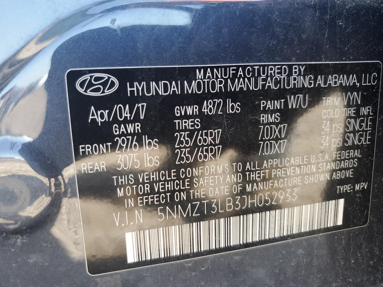 2018 Hyundai Santa Fe Sport VIN: 5NMZT3LB3JH052933 Lot: 70067435