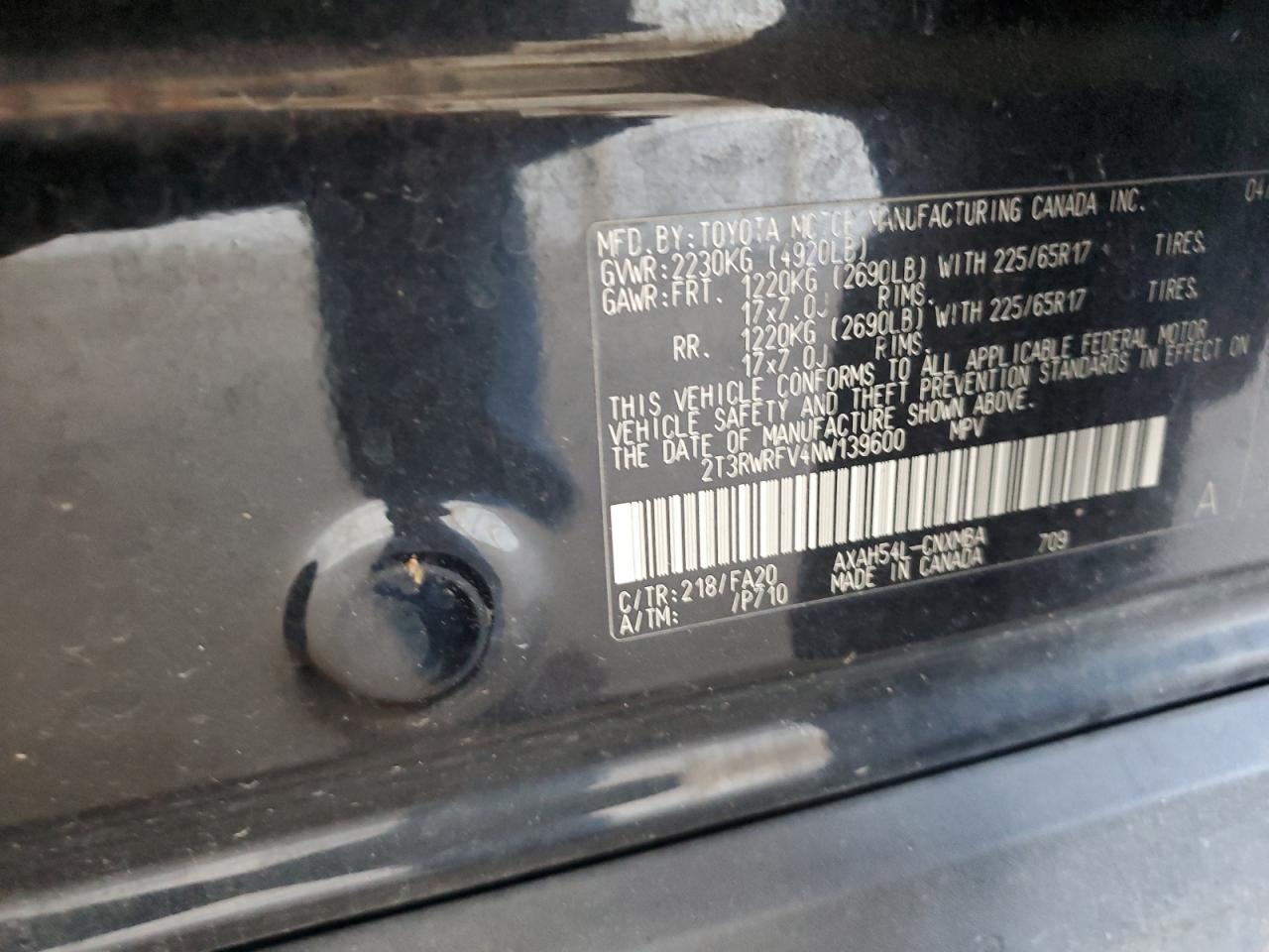 2022 Toyota Rav4 Xle VIN: 2T3RWRFV4NW139600 Lot: 70885545