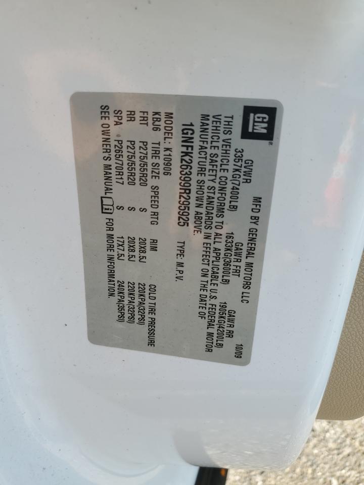 2009 Chevrolet Suburban K1500 Lt VIN: 1GNFK26399R295925 Lot: 68805245