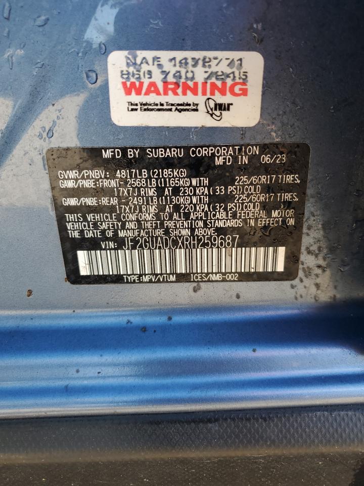 2024 Subaru Crosstrek Premium VIN: JF2GUADCXRH259687 Lot: 70132085