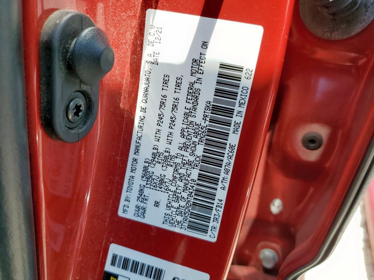 2022 Toyota Tacoma Double Cab VIN: 3TYAX5GN2NT043410 Lot: 68133305