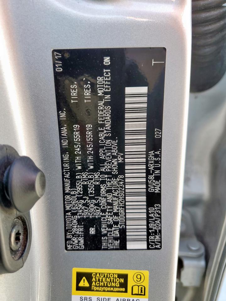 2017 Toyota Highlander Hybrid Limited VIN: 5TDDGRFH2HS023478 Lot: 69520915