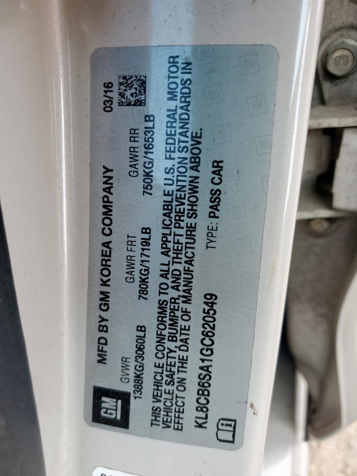 2016 Chevrolet Spark Ls VIN: KL8CB6SA1GC620549 Lot: 69426555