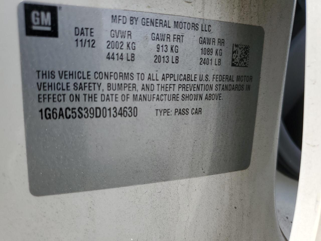 2013 Cadillac Ats Performance VIN: 1G6AC5S39D0134630 Lot: 70787595