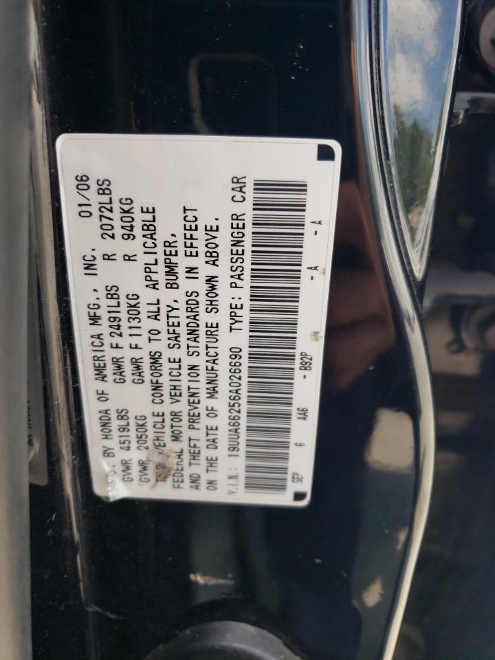 2006 Acura 3.2Tl VIN: 19UUA66256A026690 Lot: 68123835