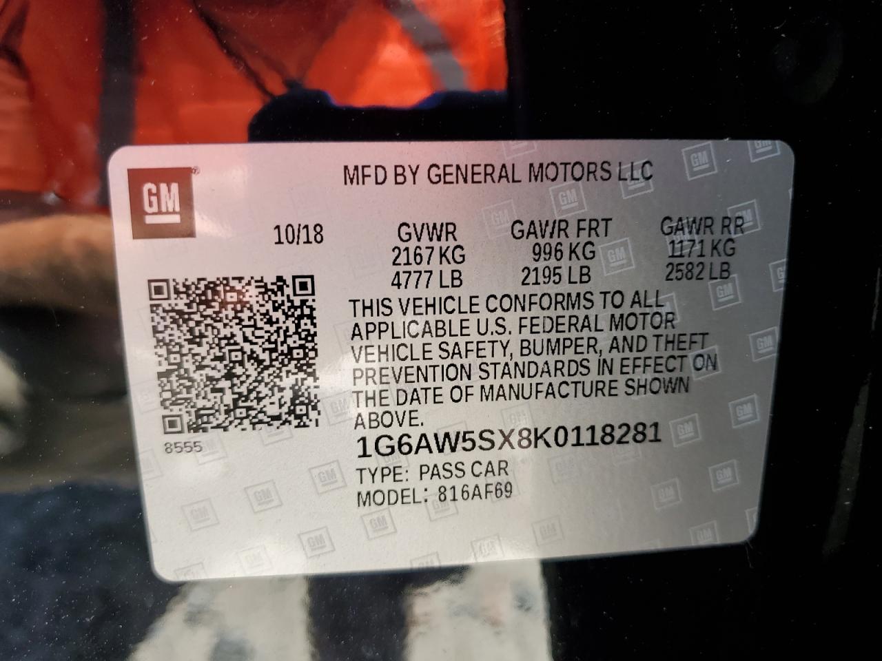 2019 Cadillac Cts VIN: 1G6AW5SX8K0118281 Lot: 70325645