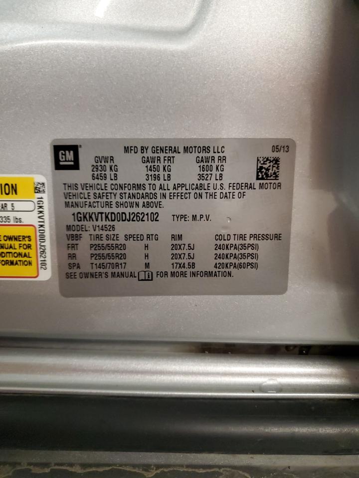 2013 GMC Acadia Denali VIN: 1GKKVTKD0DJ262102 Lot: 68047465