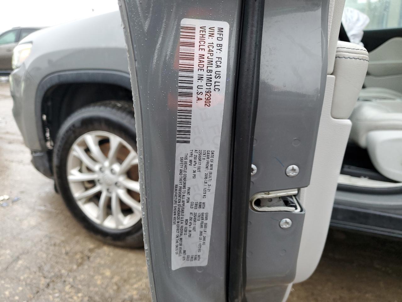 2021 Jeep Cherokee Latitude Plus VIN: 1C4PJMLB1MD192902 Lot: 70889165