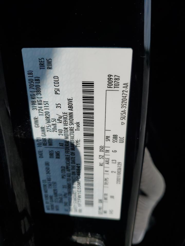 2021 Ford F150 Supercrew VIN: 1FTFW1E55MFC46841 Lot: 68459355