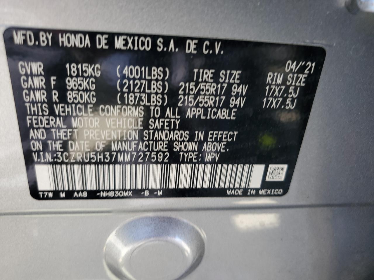 2021 Honda Hr-V Lx VIN: 3CZRU5H37MM727592 Lot: 69309285