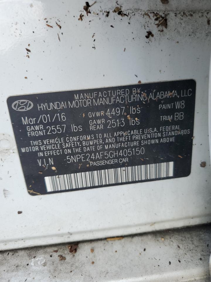 2016 Hyundai Sonata Se VIN: 5NPE24AF5GH405150 Lot: 69869515