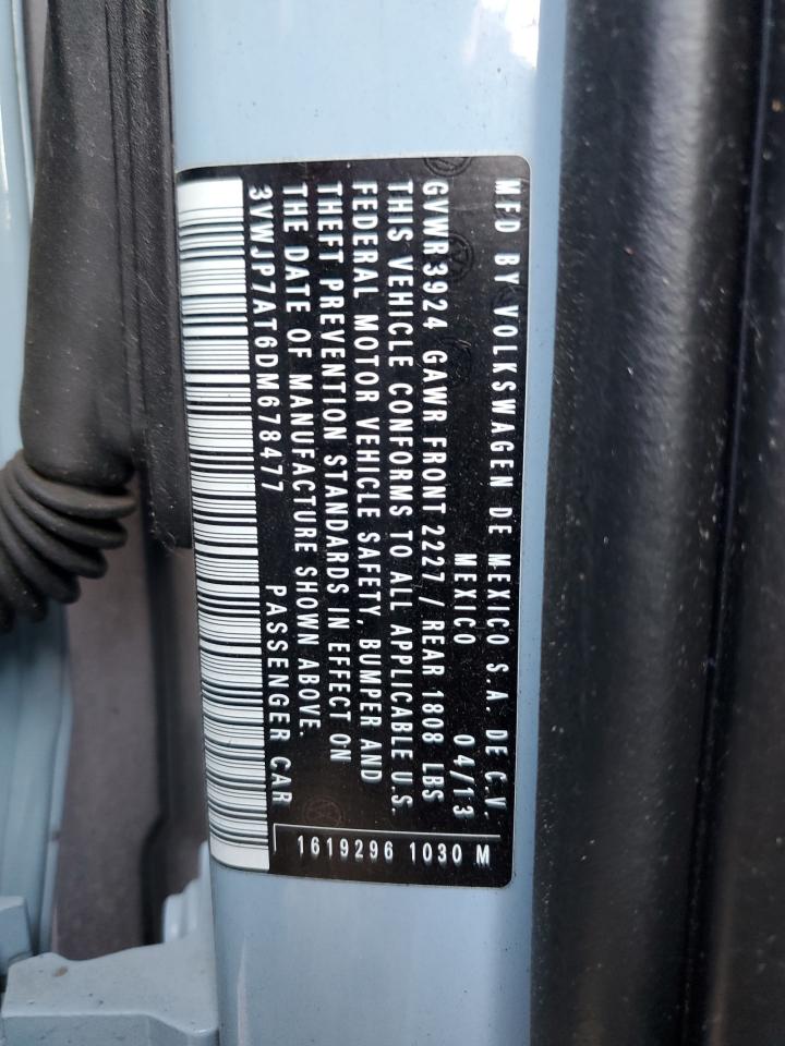 2013 Volkswagen Beetle VIN: 3VWJP7AT6DM678477 Lot: 68266155