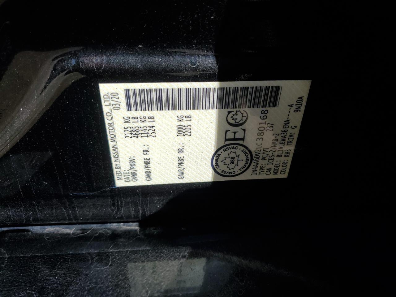 2020 Nissan Maxima Sl VIN: 1N4AA6DV2LC380168 Lot: 70444425