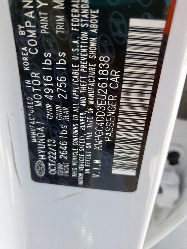 2014 Hyundai Genesis 3.8L VIN: KMHGC4DD3EU261838 Lot: 69335845