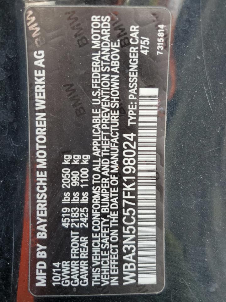2015 BMW 428 Xi VIN: WBA3N5C57FK198024 Lot: 69765225