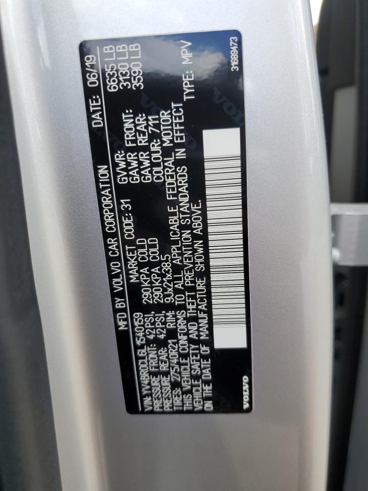 2020 Volvo Xc90 T8 Inscription VIN: YV4BR0CL6L1540159 Lot: 70640985