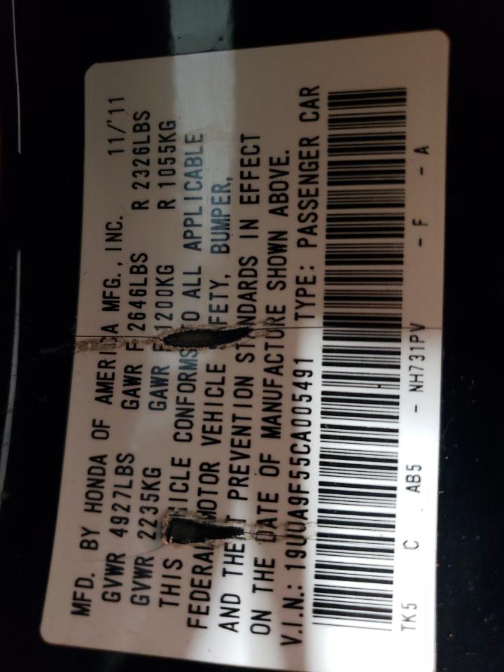 2012 Acura Tl VIN: 19UUA9F55CA005491 Lot: 67197735