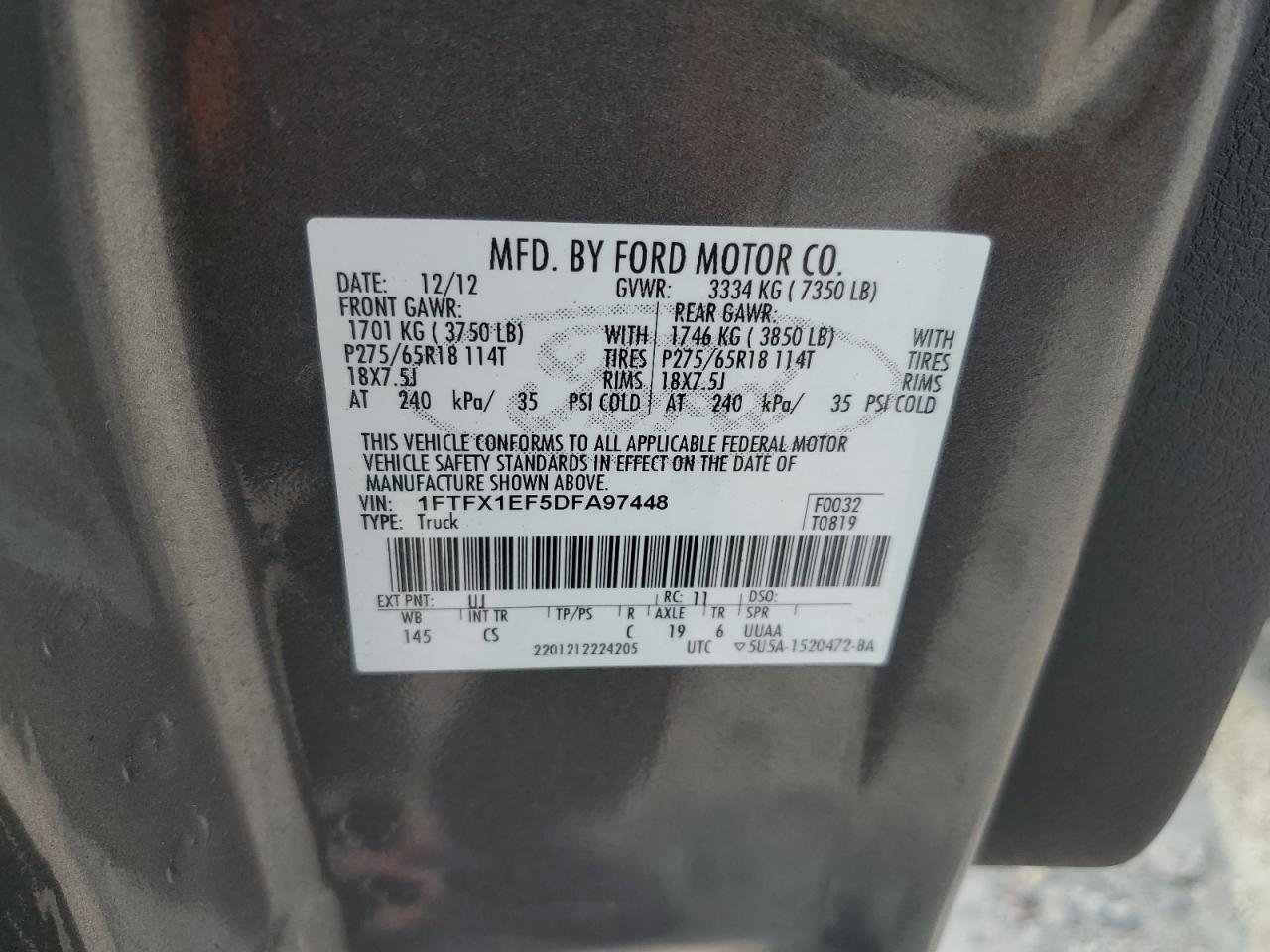 1FTFX1EF5DFA97448 2013 Ford F150 Super Cab