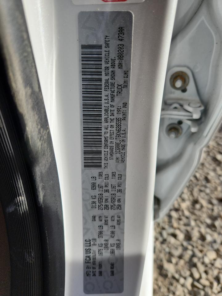 2019 Ram 1500 Laramie VIN: 1C6RREJT6KN628595 Lot: 70586805