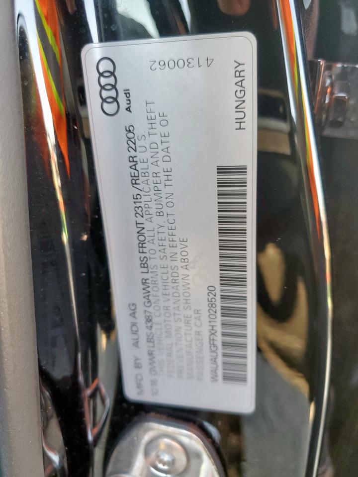 2017 Audi A3 Premium VIN: WAUAUGFFXH1028520 Lot: 69366925