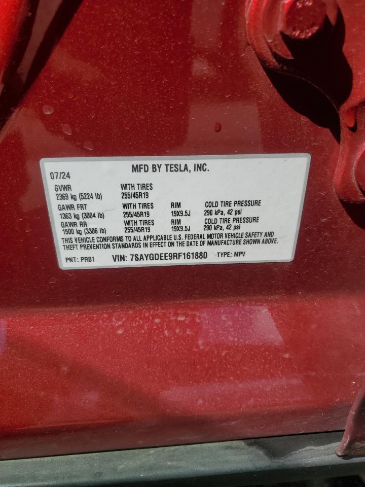 2024 Tesla Model Y VIN: 7SAYGDEE9RF161880 Lot: 67988665