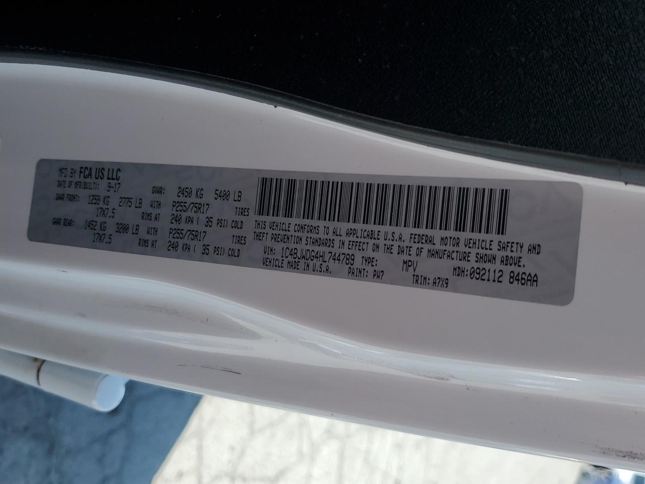 2017 Jeep Wrangler Unlimited Sport VIN: 1C4BJWDG4HL744789 Lot: 70290995