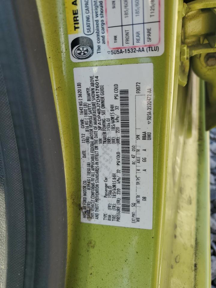 2013 Ford Fiesta Se VIN: 3FADP4BJ7DM176014 Lot: 70105845