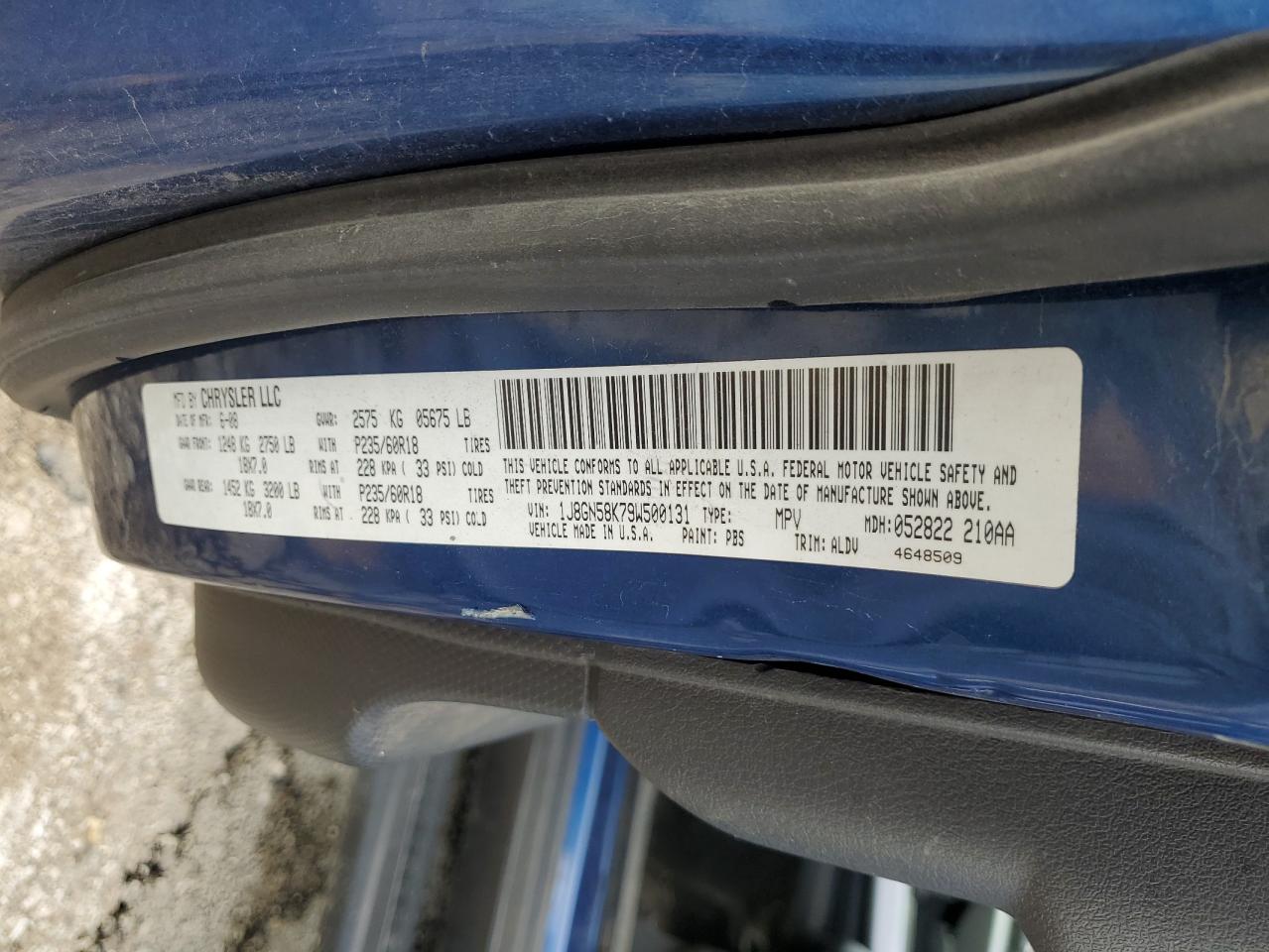 2009 Jeep Liberty Limited VIN: 1J8GN58K79W500131 Lot: 70589295