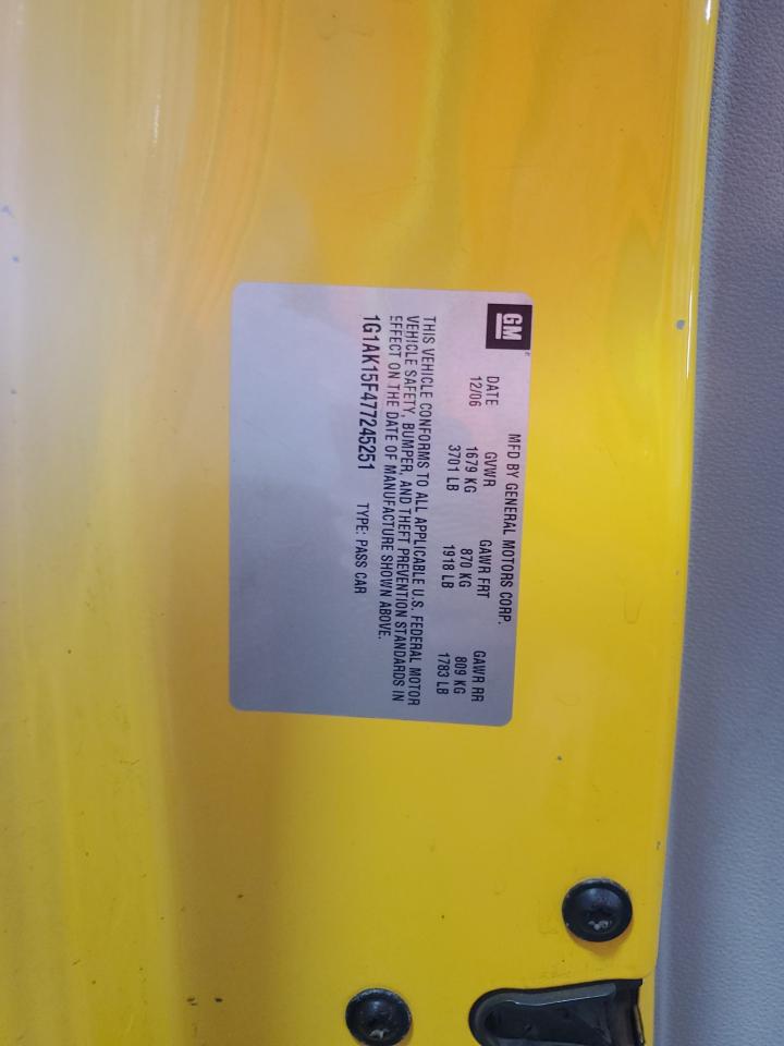 2007 Chevrolet Cobalt Ls VIN: 1G1AK15F477245251 Lot: 68169905