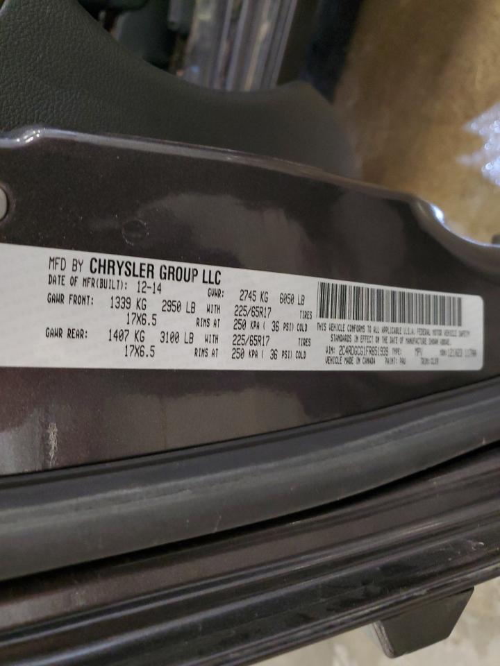 2015 Dodge Grand Caravan Sxt VIN: 2C4RDGCG1FR651939 Lot: 67381155