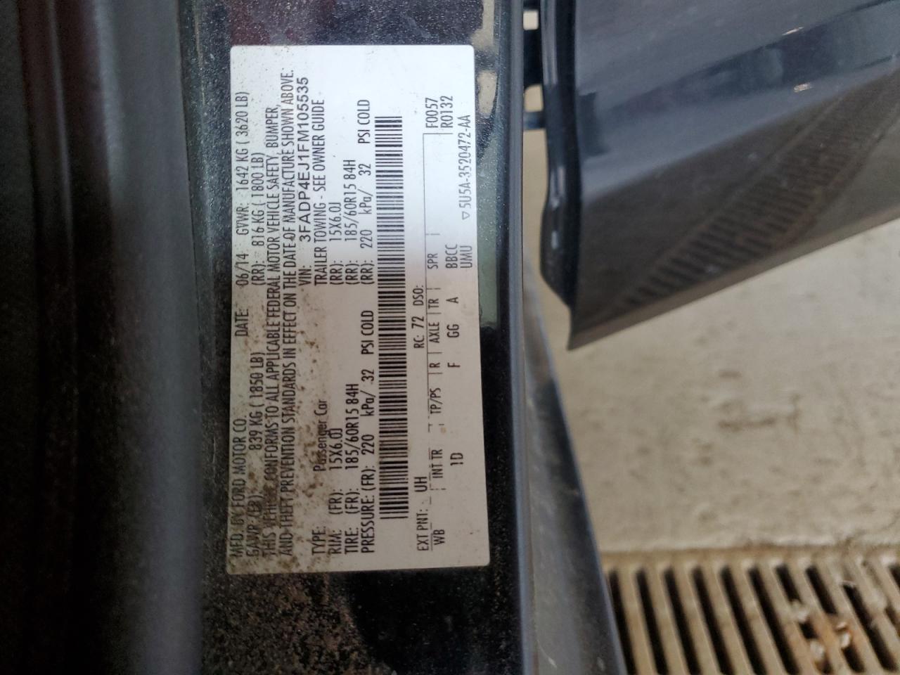 2015 Ford Fiesta Se VIN: 3FADP4EJ1FM105535 Lot: 69835605