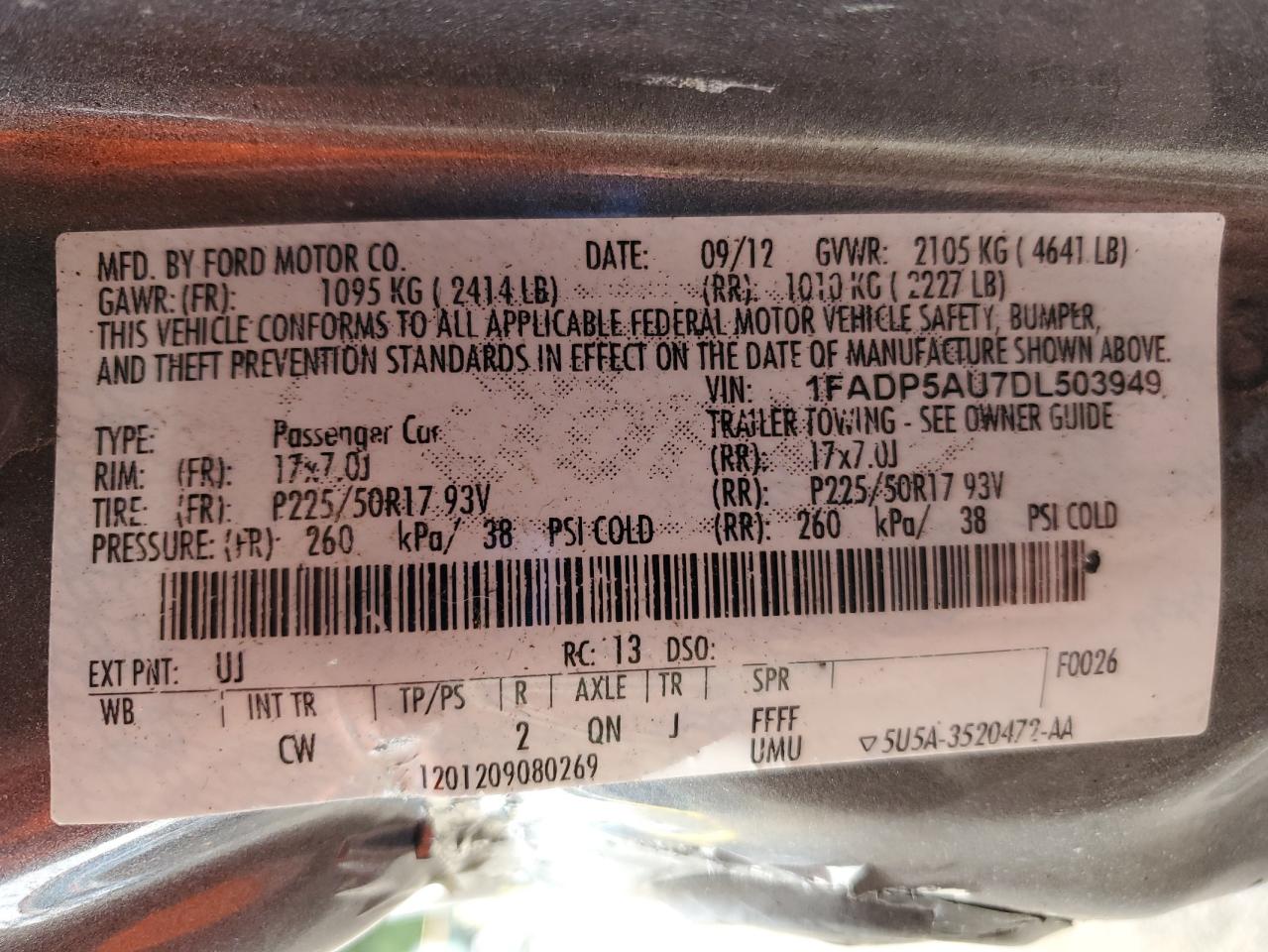 2013 Ford C-Max Se VIN: 1FADP5AU7DL503949 Lot: 81296755