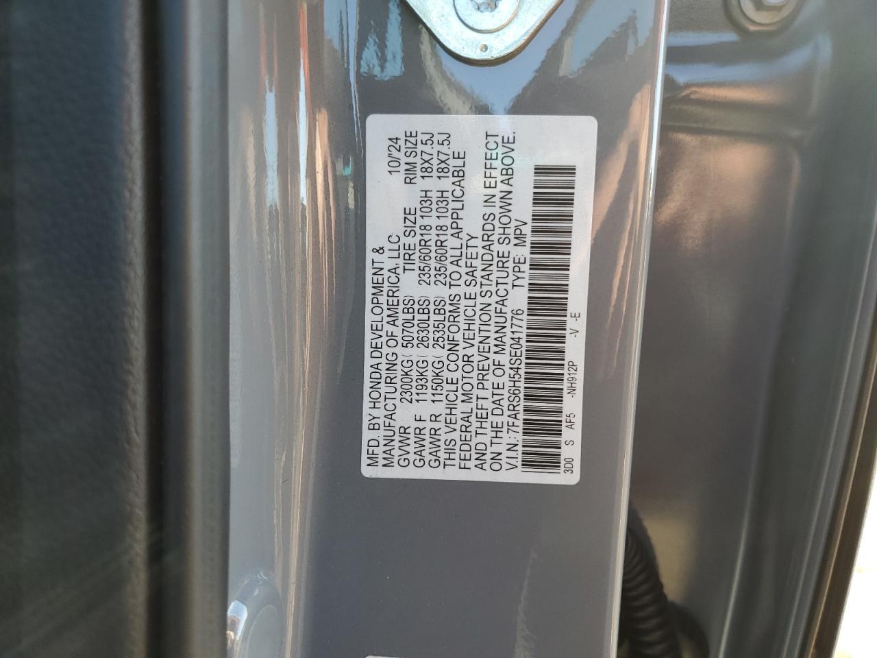 2025 Honda Cr-V Sport VIN: 7FARS6H54SE041776 Lot: 71001815